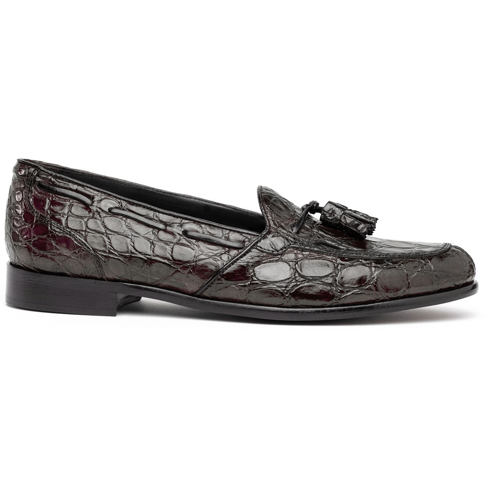 Zelli Franco Crocodile Tassel Loafers Nicotine