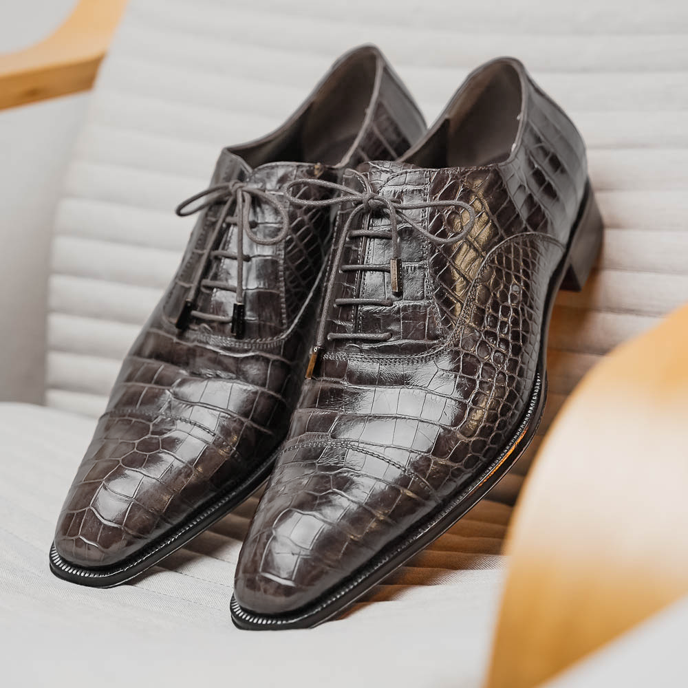 Caporicci 1114 Alligator Oxfords Grey Size 7