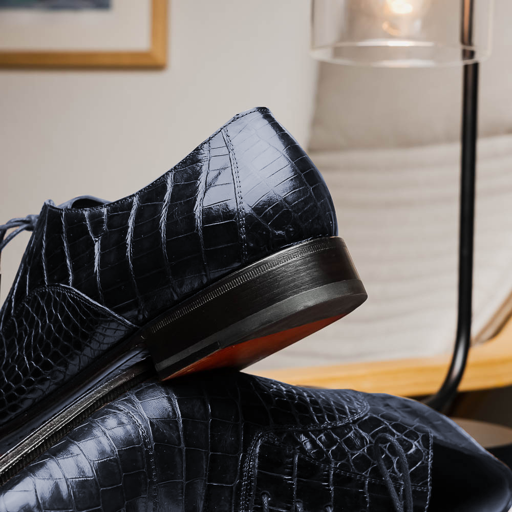 Caporicci 1114 Alligator Oxfords Navy