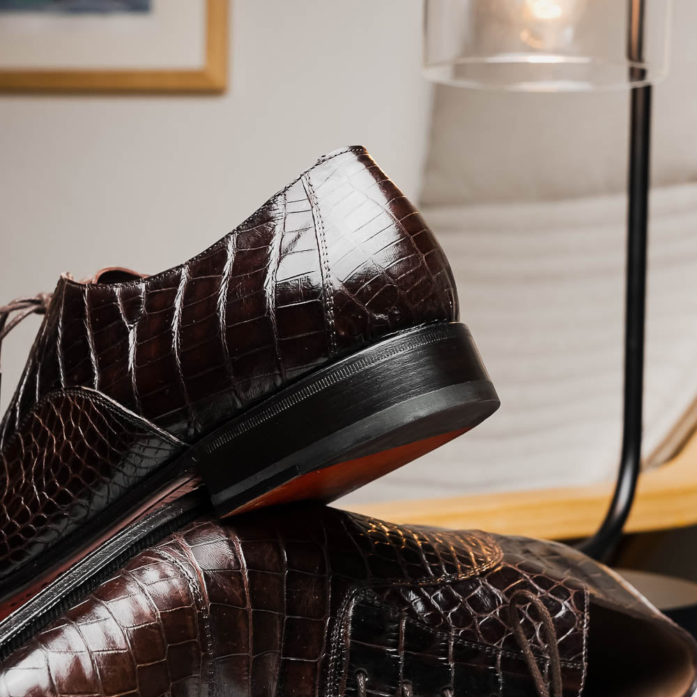 Caporicci 1114 Alligator Oxfords TD Moro| MensDesignerShoe.com
