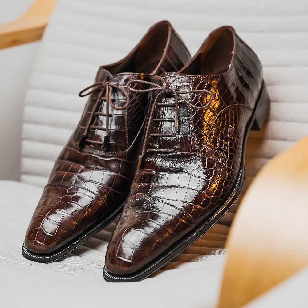 Caporicci 1114 Alligator Oxfords TD Moro| MensDesignerShoe.com