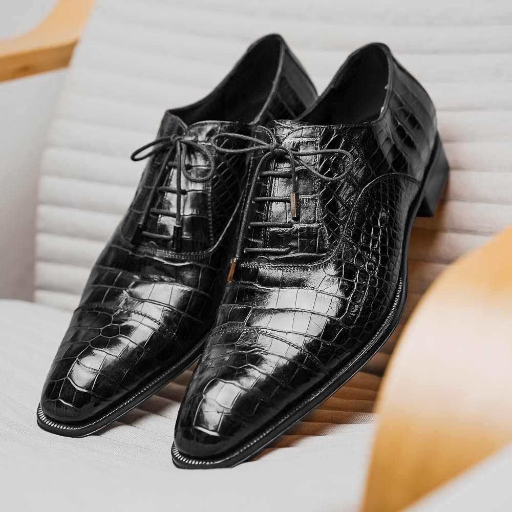Caporicci 1114 Alligator Oxfords Black