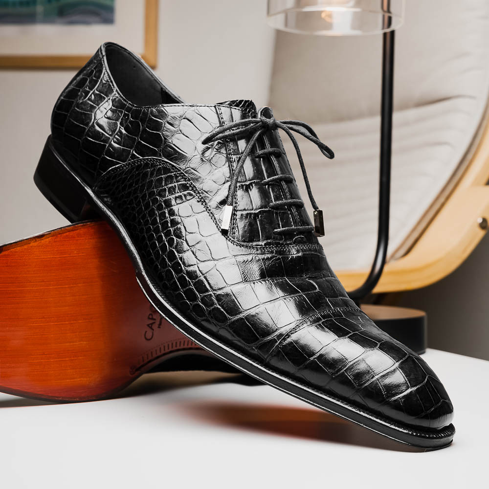Caporicci 1114 Alligator Oxfords Black