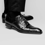 Caporicci 1114 Alligator Oxfords Black