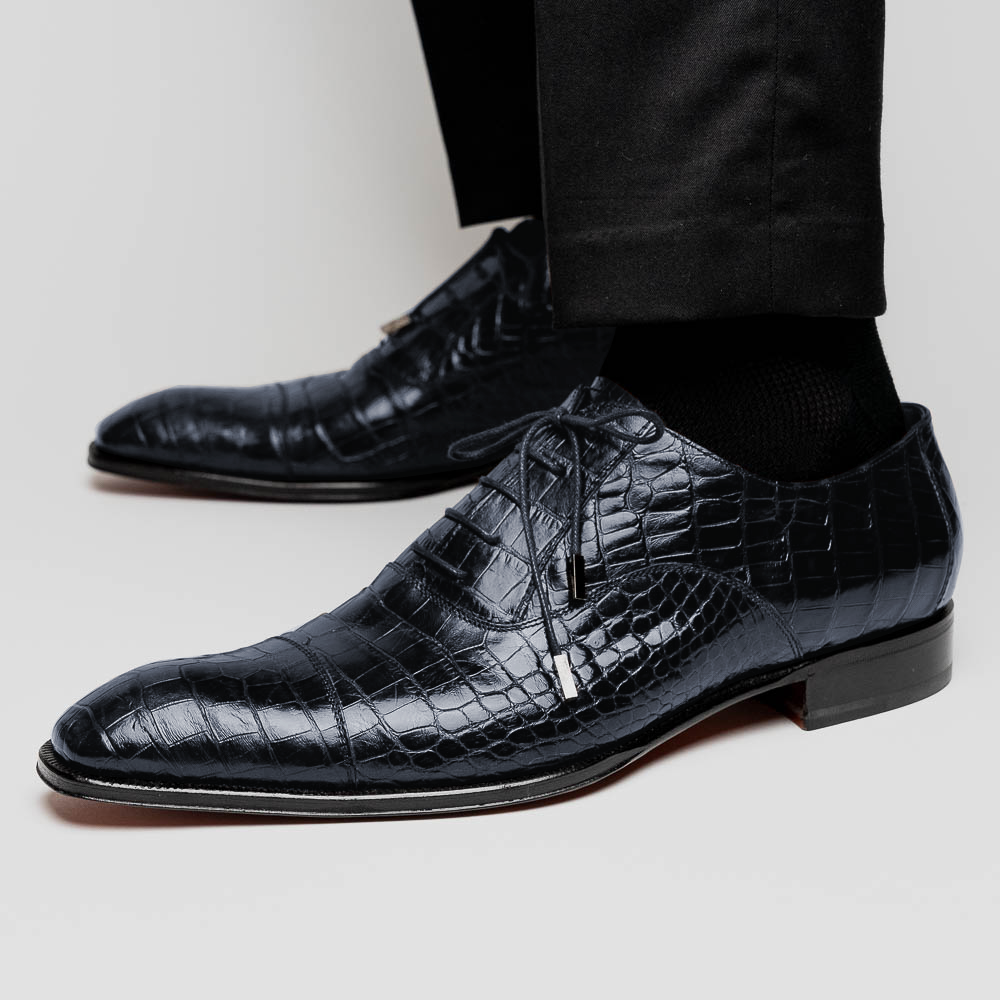 Caporicci 1114 Alligator Oxfords Navy