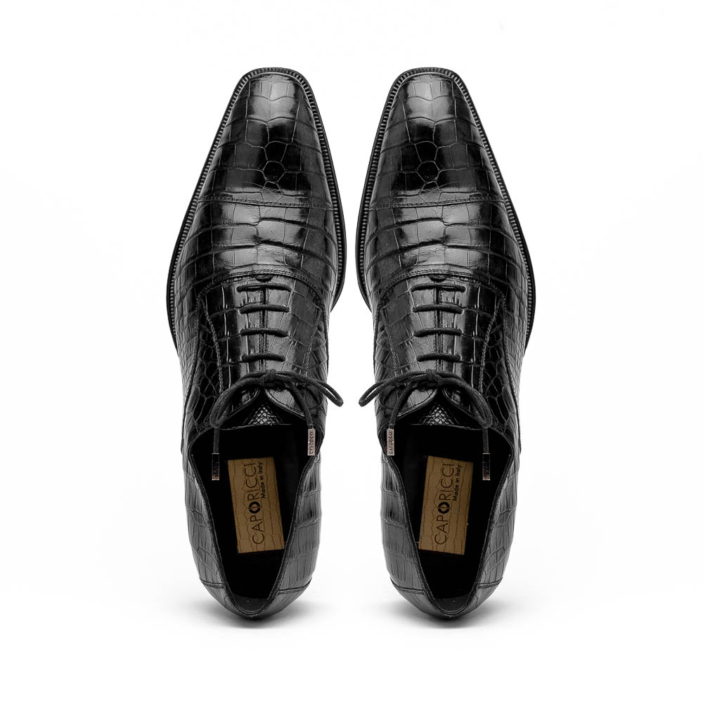 Caporicci 1114 Alligator Oxfords Black
