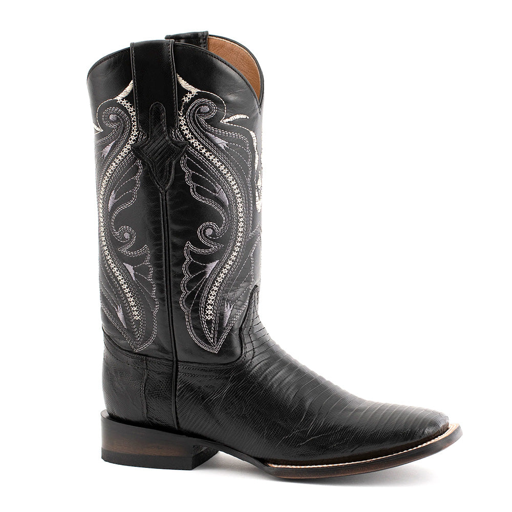 Ferrini Taylor 11193-04 Teju Lizard Square Toe Cowboy Boots Black