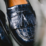 Mezlan Rodeo 1129C Crocodile Tassel Loafers Navy EXCLUSIVE