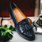Mezlan Rodeo 1129C Crocodile Tassel Loafers Navy EXCLUSIVE