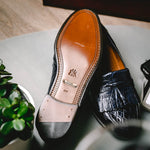 Mezlan Rodeo 1129C Crocodile Tassel Loafers Navy EXCLUSIVE