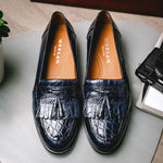 Mezlan Rodeo 1129C Crocodile Tassel Loafers Navy EXCLUSIVE