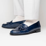 Mezlan Rodeo 1129C Crocodile Tassel Loafers Navy EXCLUSIVE