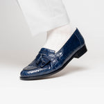 Mezlan Rodeo 1129C Crocodile Tassel Loafers Navy EXCLUSIVE