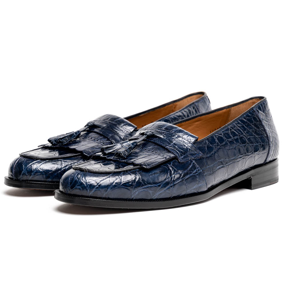 Mezlan Rodeo 1129C Crocodile Tassel Loafers Navy EXCLUSIVE