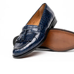Mezlan Rodeo 1129C Crocodile Tassel Loafers Navy EXCLUSIVE