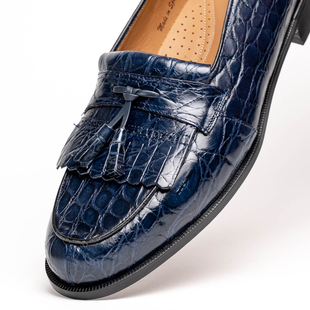 Mezlan Rodeo 1129C Crocodile Tassel Loafers Navy EXCLUSIVE