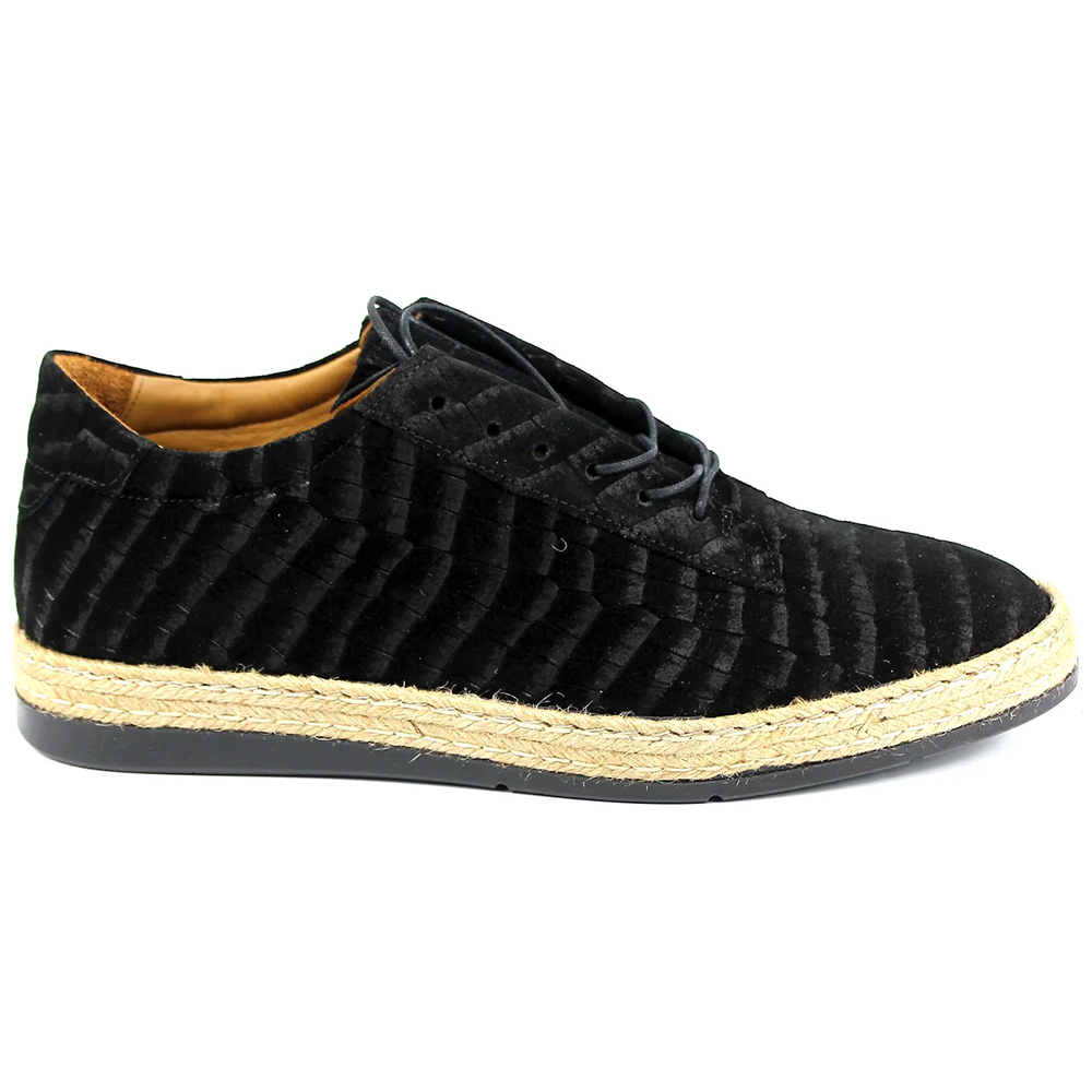 Corrente P01061 Monaco Croc Print Nubuck Sneakers Black