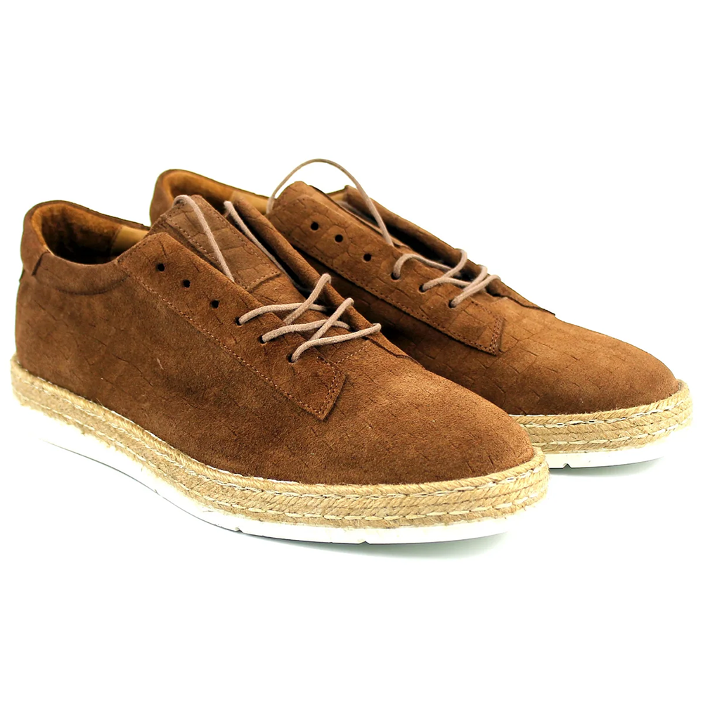 Corrente P01063 Monaco Croc Print Nubuck Sneakers Tan