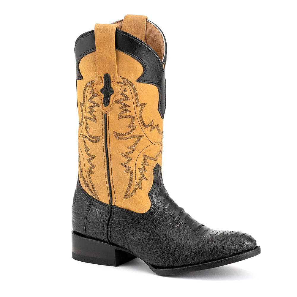 Ferrini Nash 11411-04 Ostrich Leg Round Toe Cowboy Boots Black
