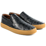 Corrente by Pelle Line Grafton P00023 Ostrich Fashion Loafers Black