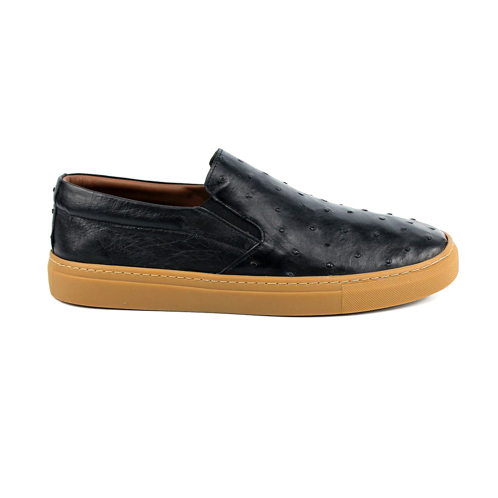 Corrente by Pelle Line Grafton P00023 Ostrich Fashion Loafers Black