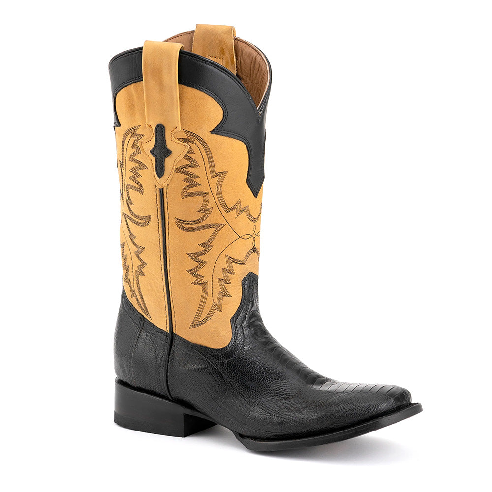 Ferrini Nash 11493-04 Ostrich Leg Square Toe Cowboy Boots Black