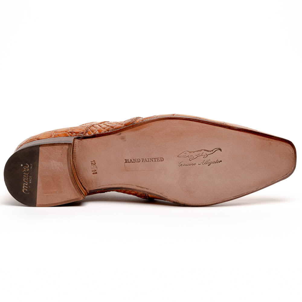 Mauri Castello Alligator Derby Shoes Cognac