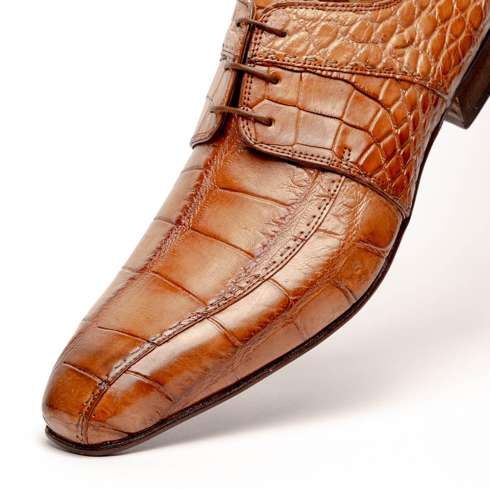 Mauri Castello Alligator Derby Shoes Cognac