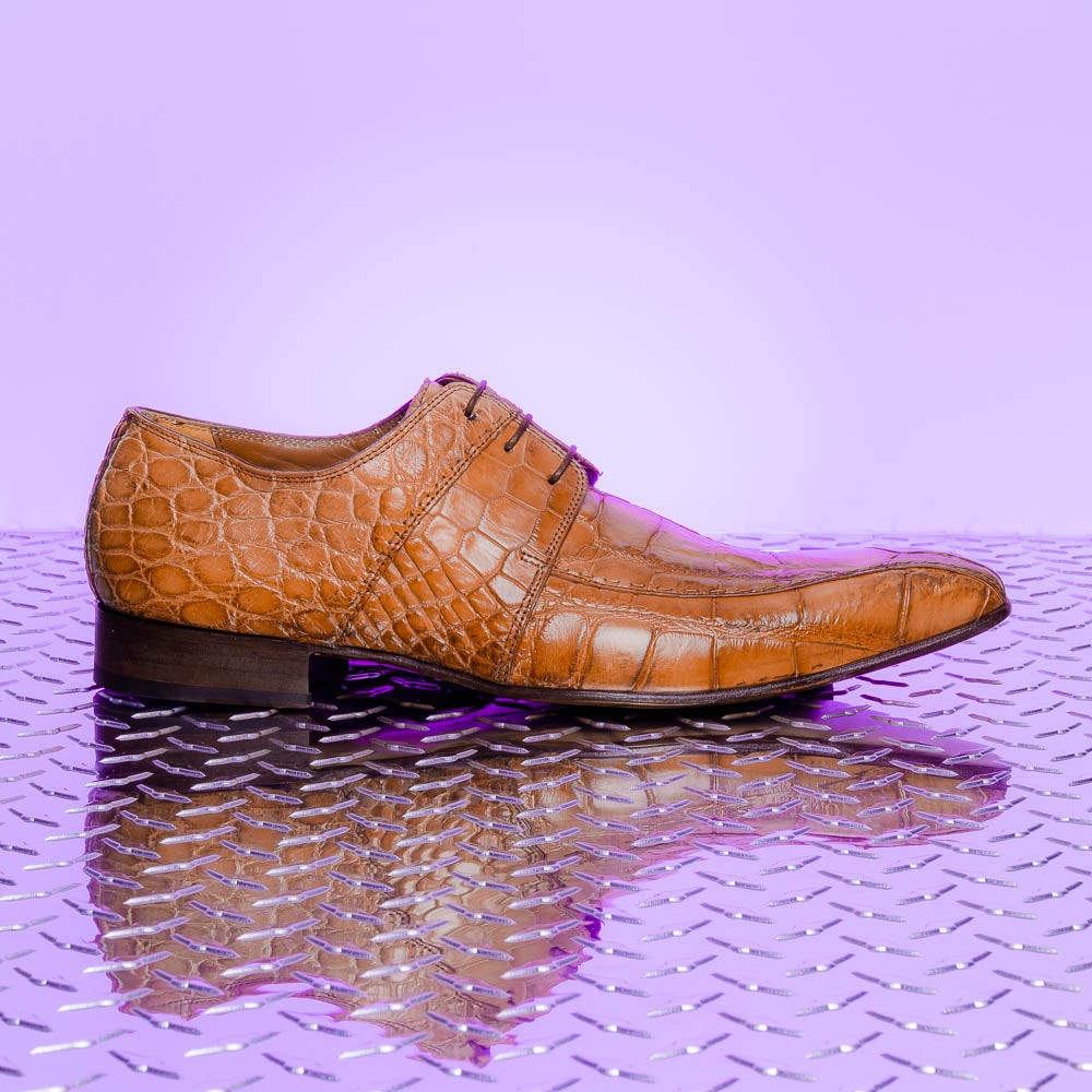 Mauri Castello Alligator Derby Shoes Cognac