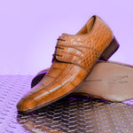 Mauri Castello Alligator Derby Shoes Cognac