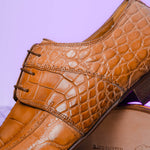 Mauri Castello Alligator Derby Shoes Cognac