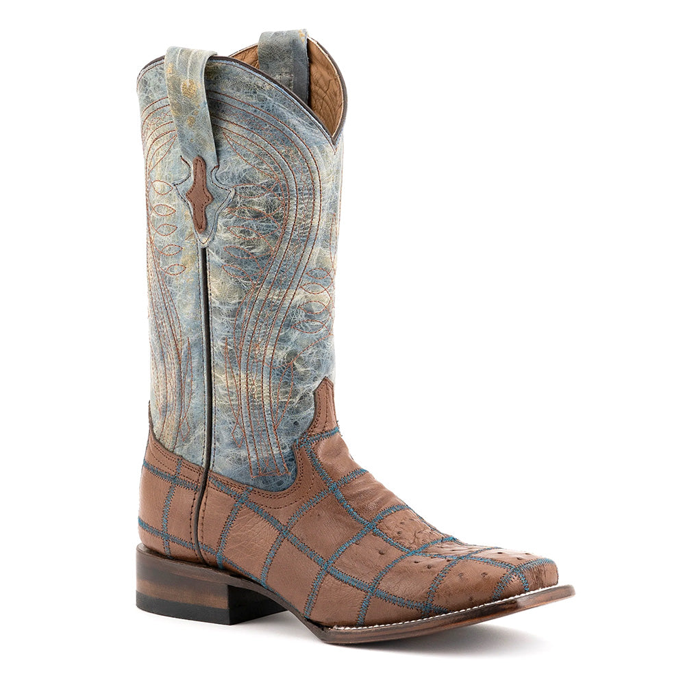 Ferrini Pinto 11693-07 Ostrich Patch Square Toe Cowboy Boots Kango