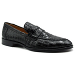 Zelli Roma Nile Crocodile Penny Loafers Black
