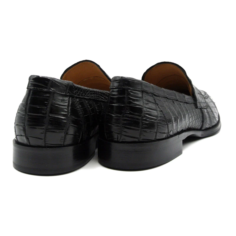 Zelli Roma Nile Crocodile Penny Loafers Black (12-100-BLK)