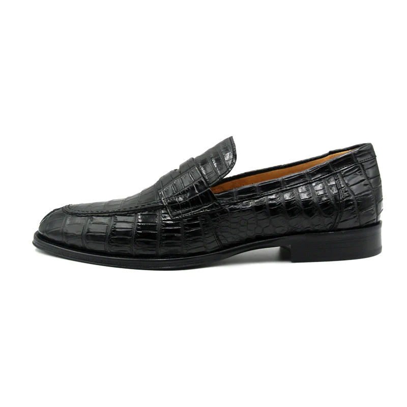 Zelli Roma Nile Crocodile Penny Loafers Black (12-100-BLK)