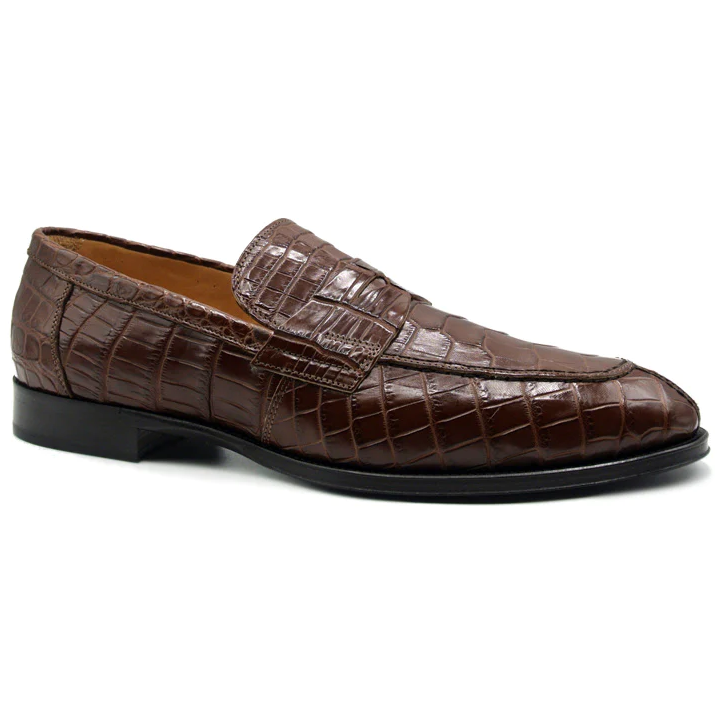 Zelli Roma Nile Crocodile Penny Loafers Black
