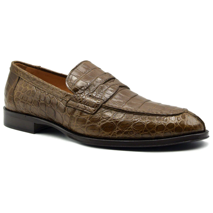 Zelli Roma Nile Crocodile Penny Loafers Honey