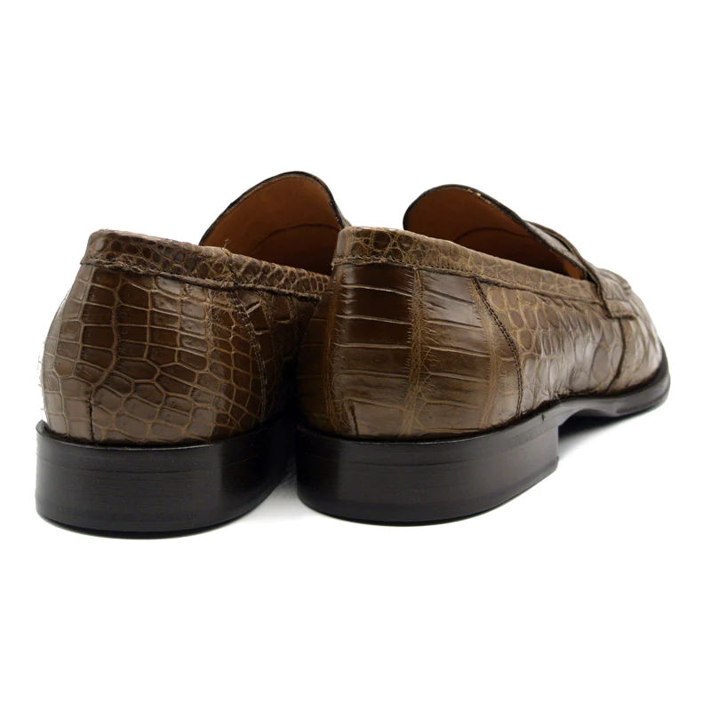 Zelli Roma Nile Crocodile Penny Loafers Honey