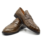 Zelli Roma Nile Crocodile Penny Loafers Honey