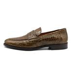 Zelli Roma Nile Crocodile Penny Loafers Honey