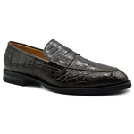 Zelli Roma Nile Crocodile Penny Loafers Nicotine