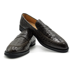 Zelli Roma Nile Crocodile Penny Loafers Nicotine