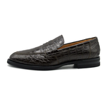 Zelli Roma Nile Crocodile Penny Loafers Nicotine