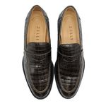 Zelli Roma Nile Crocodile Penny Loafers Nicotine