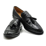 Zelli Como Nile Crocodile Tassel Loafers Black Size 10
