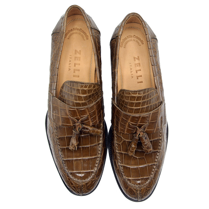 Zelli Como Nile Crocodile Tassel Loafers Honey Size 10