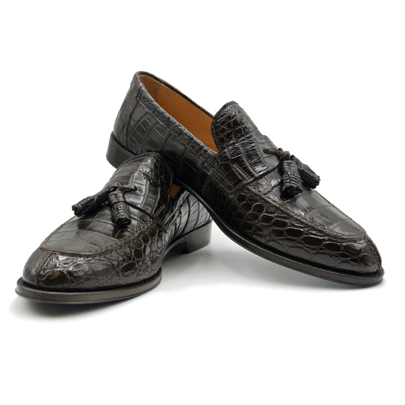 Zelli Como Nile Crocodile Tassel Loafers Nicotine Size 10
