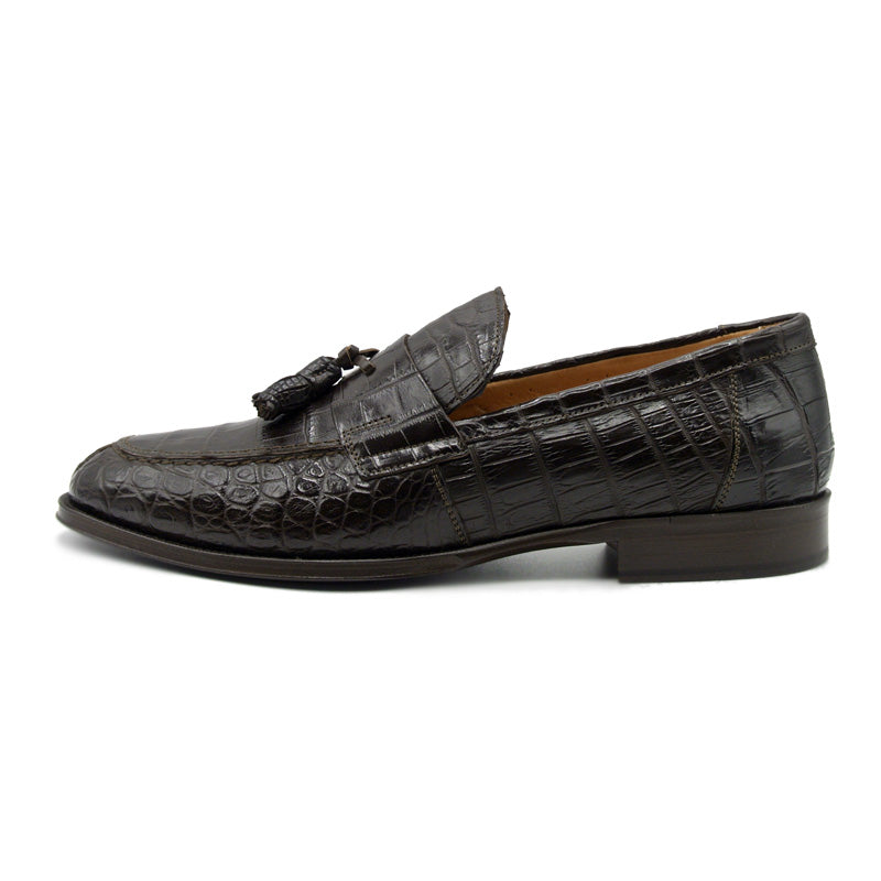 Zelli Como Nile Crocodile Tassel Loafers Nicotine Size 10
