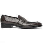 Caporicci 1208 Genuine Alligator Apron Toe Penny Loafers Gray