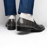 Caporicci 1208 Alligator Loafers Gray Size 8.5